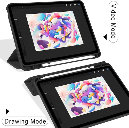 Vista 7 de Aoub Funda para iPad de 9ª/8ª/7ª generación de 10.2 pulgadas, apagado automático/activación delgada, ligera, triple soporte, funda trasera de TPU