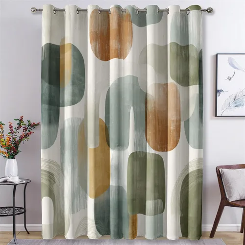 Vista 14 de Cortinas de ilusión óptica de 39 pulgadas de largo, juego de 2 paneles, cortinas negras y blancas para decoración de dormitorio, sala de estar