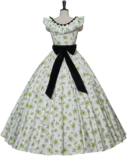 Vista 3 de Gone with The Wind Scarlett Ohara - Disfraz de barbacoa vestido de guerra civil vestido de bella del sur vestido de baile para mujeres y adultos
