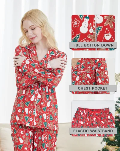 Vista 5 de DAUGHTER QUEEN Pijamas de Navidad para la familia, niños de 6 a 15 años, tallas de adultos S-XXL