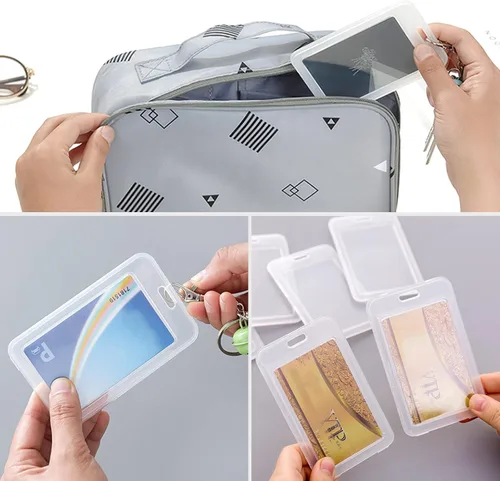 Vista 6 de 20 portatarjetas de identificación verticales transparentes para identificación con nombre, resistente, transparente, de doble cara, rígido, rígido