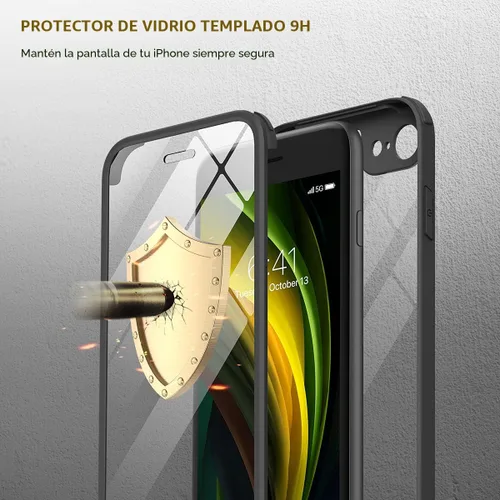 Vista 3 de Miracase - Funda para iPhone SE de 3ª/2ª generación 2022 2020 de cuerpo completo con protector de pantalla de vidrio integrado, resistente