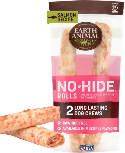 Vista 13 de Earth Animal No Hide Chews - Rollos masticables para perros grandes sin cuero crudo de larga duración, carne de res - 2 unidades Large Beef