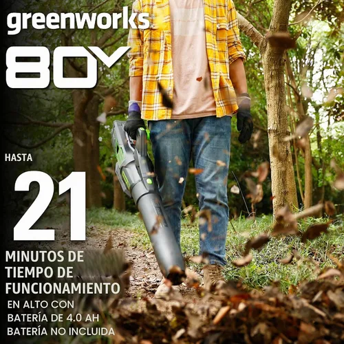 Vista 3 de Greenworks - Soplador eléctrico de hojas de 80 V, 730 CFM, solo herramienta