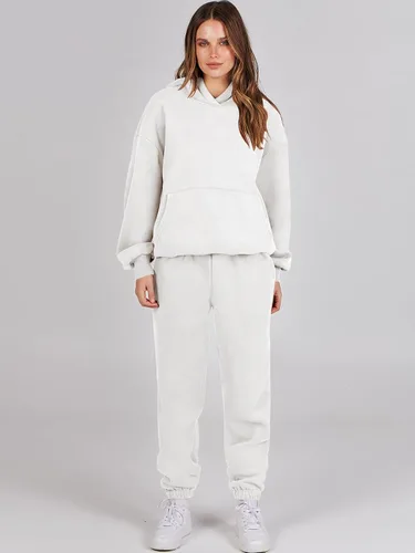 Vista 2 de Prinbara Conjunto de 2 piezas para mujer, conjunto de pantalones deportivos de gran tamaño, sudadera con capucha a juego, conjunto de descanso
