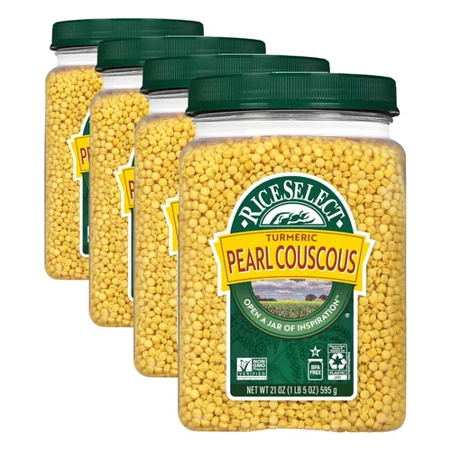 Vista 10 de RiceSelect - Pasta de cuscús perlado con cúrcuma, trigo y cuscús estilo israelí Small oven-toasted pasta pearls with turmeric powder, non-GMO