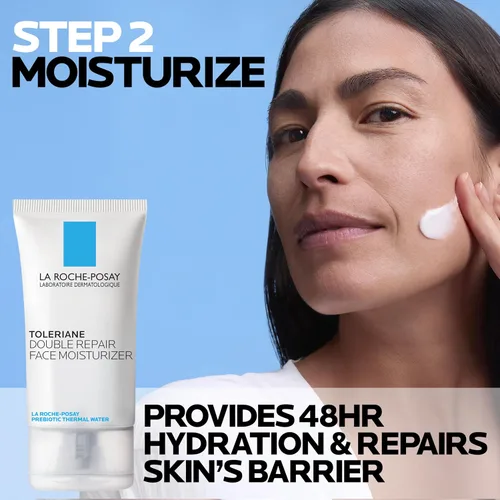 Vista 4 de La Roche-Posay Set de regalo protector de piel seca con Toleriane Limpiador suave hidratante facial 1.7 fl oz, hidratante facial de doble reparación