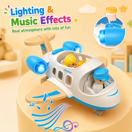 Vista 6 de Wanborns Juguete de avión para niños con sonido y luz, mini avión para niños de 18 meses a 5 años, regalo para niños