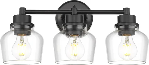 Vista 17 de Lámpara de tocador dorada Emak con pantalla de vidrio lechoso, accesorios modernos de iluminación de baño sobre espejo, 3 luces de tocador de baño
