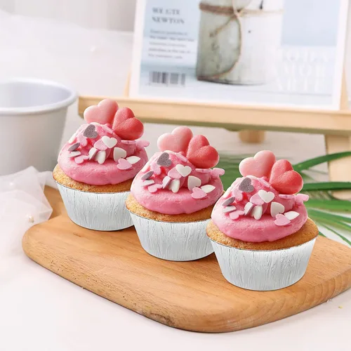 Vista 8 de Moldes para cupcakes, paquete de 100 moldes de papel de aluminio para magdalenas, 4 onzas, soportes para pudín (100)