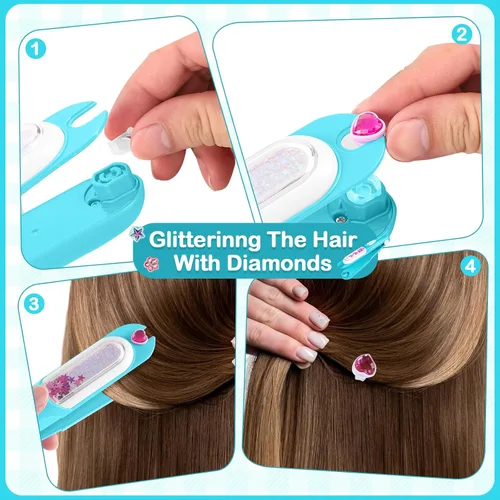 Vista 2 de Kit de Estampador de Gemas para el Cabello - Joyas Brillantes para el Cabello para Juguetes de Niñas - Accesorios para el Cabello con Diamantes