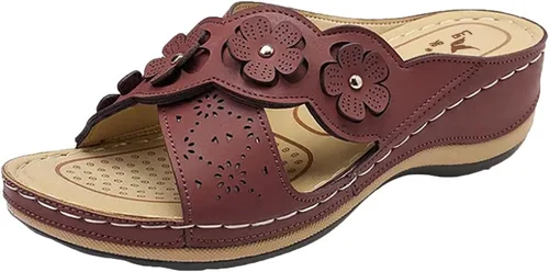 Vista 6 de Sandalias ortopédicas con soporte de arco, sandalias planas para exteriores, estilo bohemio, para caminar, cómodas, elegantes, informales