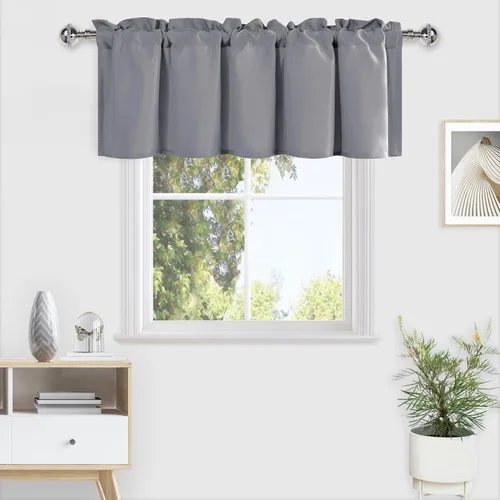 Vista 24 de DWCN Cortinas de Cenefa para Sala de Estar, Cocina, Baño/Sótano - Aqua Sólido, 1 Panel, 42 x 12 Pulgadas, Oscurecimiento de Habitación Solid Short