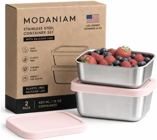 Vista 20 de Lonchera de acero inoxidable a prueba de fugas de 27 onzas, contenedores de almuerzo de acero inoxidable, caja Bento, recipientes de metal para Negro