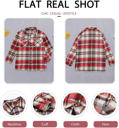 Vista 42 de ZOLUCKY Chaqueta de manga larga con botones para mujer, talla grande, blusas