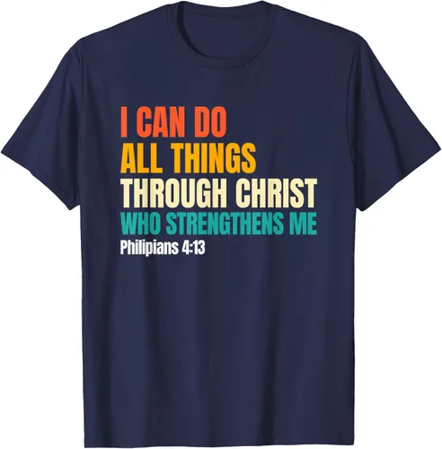 Vista 50 de I Can Do All Things Through Christ Christian Faith Camiseta, Negro, S
