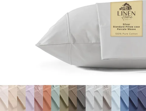 Vista 50 de Fundas de almohada 100% algodón percal con encaje fluer tamaño Queen/estándar, color blanco, 2 piezas de fundas de almohada, ropa de cama fuerte