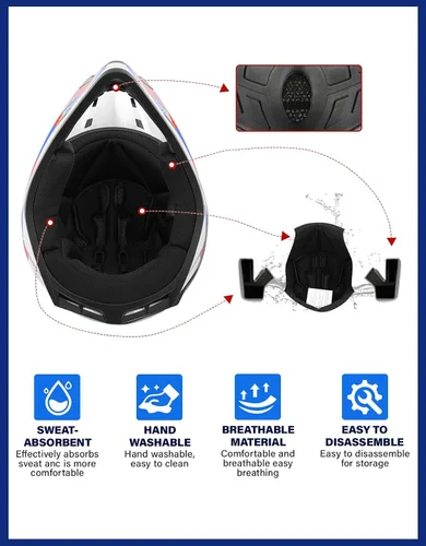 Vista 89 de SLMOTO - Casco DOT para niños y jóvenes, casco de motocross para todoterreno y calle, casco de motocicleta, casco de bicicleta de tierra, motocross