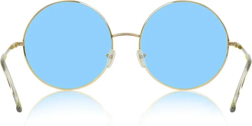 Vista 3 de SUNNYPRO Gafas de sol redondas de gran tamaño con lentes de color hippie retro, Azul