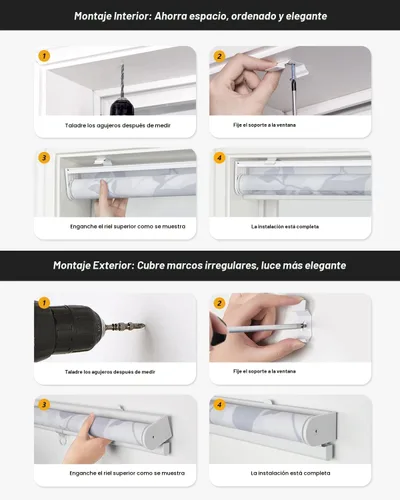 Vista 6 de LazBlinds Persianas estilo cebra sin cordones para ventanas, con patrón de doble capa para máxima privacidad y control de la luz, elegantes
