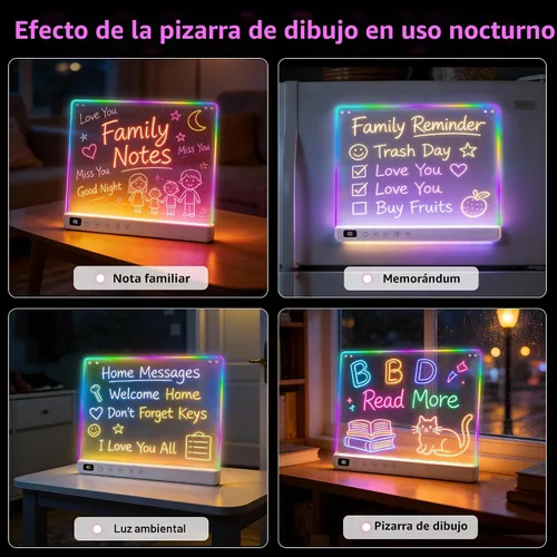 Vista 4 de Cosmody - Tablero de dibujo LED recargable, regalo para niños y niñas a partir de 3 años (blanco)
