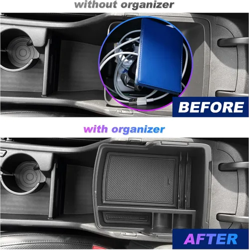 Vista 3 de SXCY 2 piezas superiores para Hyundai Kona/Kona EV 2024 2025 2026 Organizador de consola central para Hyundai Kona EV 2024-2026, accesorios