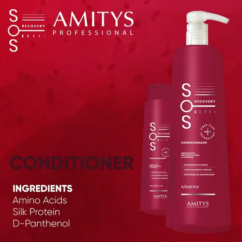 Vista 2 de Acondicionador de recuperación SOS, reparación del cabello dañado, hidratante, cabello liso y sedoso, aminoácidos esenciales, proteína de seda