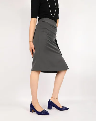 Vista 4 de YODEKS Zapatos de tacón grueso para mujer, tacón de bloque bajo, punta puntiaguda, zapatos de tacón para el trabajo, casual, vida diaria, fiesta