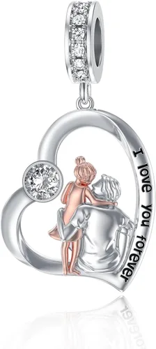 Vista 217 de PROESS Dije para padre, madre e hija, pulsera de plata de ley para pulseras, regalos de cumpleaños, día de San Valentín, para hija, madre, amante