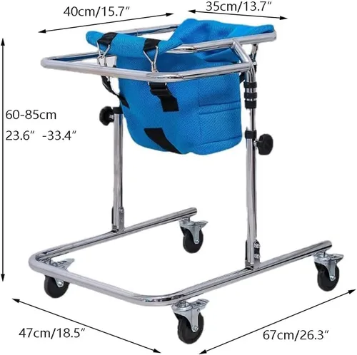 Vista 2 de Andador con ruedas para niños con parálisis cerebral, altura ajustable, adecuado para altura de 31 a 47 pulgadas, rehabilitación de marco de pie