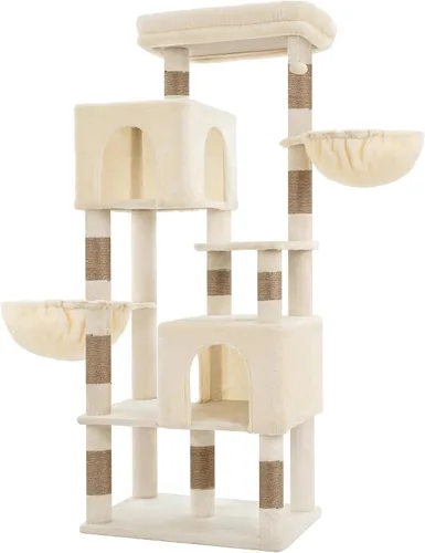 Vista 4 de Heybly Árbol para gatos de 68.1 pulgadas con plataforma superior de gran tamaño y base ancha, torre para gatos grandes de interior con 2