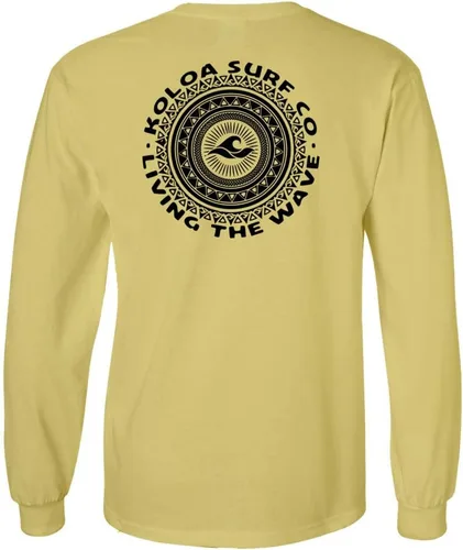 Vista 16 de Koloa Surf - Camiseta de algodón de manga larga con logotipo de círculo tribal para hombre, talla regular, grande y alta Azul acuático/logotipo
