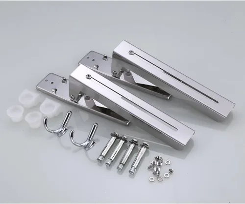 Vista 4 de MOTONG Soporte de pared para horno microondas de acero inoxidable con estante y gancho removible