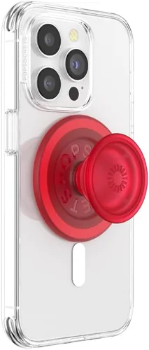 Vista 15 de PopSockets Agarre para teléfono MagSafe con soporte, soporte magnético, parte superior intercambiable, sujeción segura para fundas MagSafe de rojo