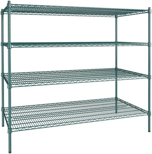 Vista 202 de Kit de 4 estantes de epoxi verde NSF de 21 x 72 pulgadas con postes de 86 pulgadas, estantería de almacenamiento resistente, kit de estantería
