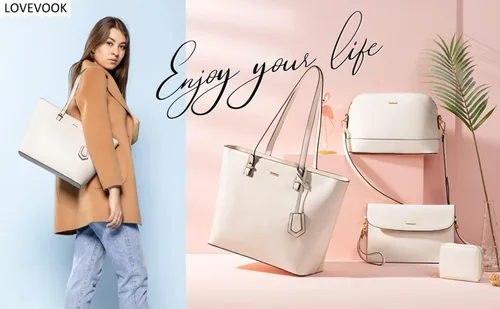 Vista 4 de LOVEVOOK Bolsos de mano para mujeres, bolsos de hombro, bolso tote, bolso satchel, bolso hobo, conjunto de bolso de 3 piezas