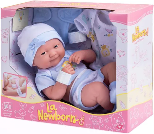 Vista 5 de Newborn Nursery - Set de regalo de 8 piezas de ajuar de muñeco bebé Azul sonriente