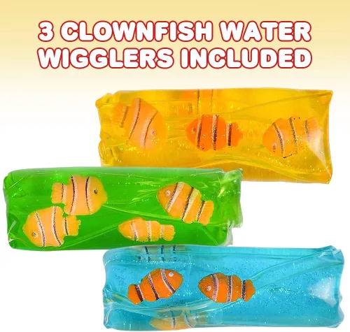 Vista 2 de ArtCreativity Juego de 3 juguetes para ansiedad con figuras de pez payaso y purpurina en el interior, juguetes para aliviar el estrés para niños