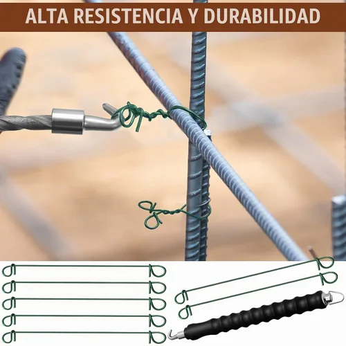 Vista 4 de 1001 lazos de barra de refuerzo de doble bucle, alambre de barra de refuerzo de calibre 16 de 6 pulgadas con herramienta automática de atado