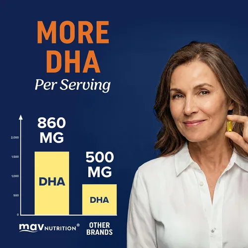 Vista 4 de Aceite de pescado DHA Omega 3 de triple fuerza 3600 mg Más de 2100 mg de ácidos grasos omega-3 con 860 mg de DHA 1300 mg EPA Los mejores