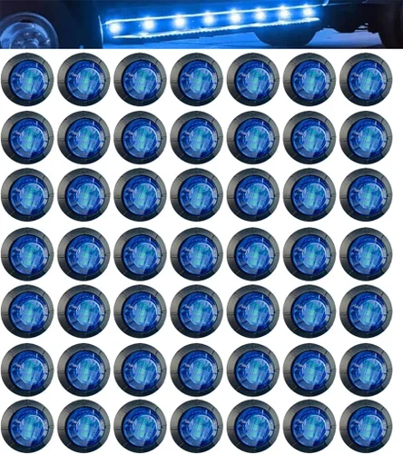 Vista 15 de Paquete de 10 luces LED de 3/4 pulgadas, color ámbar, con 3 LED, para remolque, camiones, autobuses, vehículos marinos, vehículos recreativos