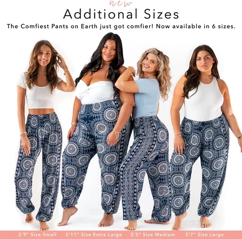 Vista 6 de Lotus and Luna Pantalones de harén para mujer, pantalones tailandeses para playa y descanso, cintura alta, pantalones bohemios, pantalones geniales