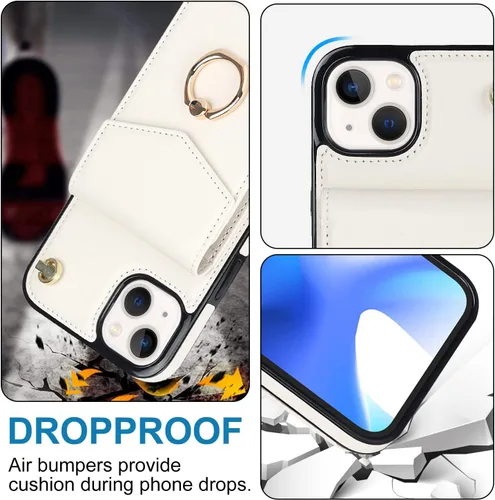 Vista 6 de Asuwish Funda de teléfono para iPhone 14 de 6.1 pulgadas, funda tipo cartera con protector de pantalla de vidrio templado y anillo de bloqueo RFID