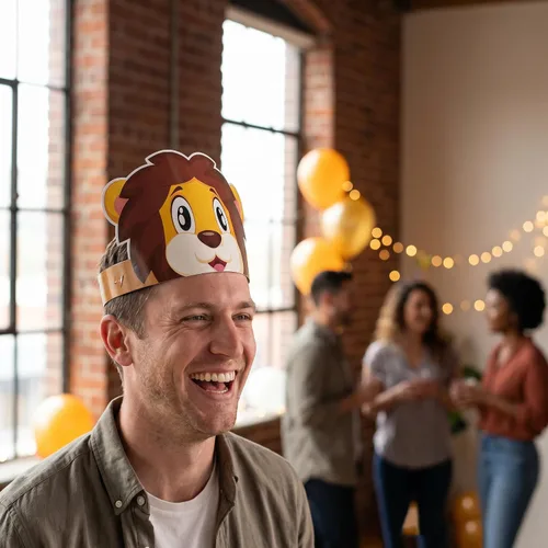 Vista 4 de chiazllta 12 sombreros de safari de la selva para cumpleaños, coronas de papel, zoológico, animales, fiestas, diademas para niños, accesorios