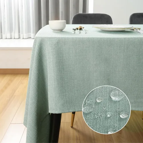 Vista 19 de Mantel rectangular de lino texturizado de 47 x 63 pulgadas, impermeable, a prueba de derrames, lavable, sin arrugas, mantel para mesa de comedor