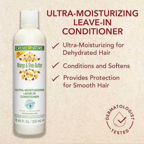 Vista 2 de Creme of Nature Acondicionador ultra hidratante de mango y manteca de karité con ingredientes naturales certificados, tratamiento suavizante cremoso