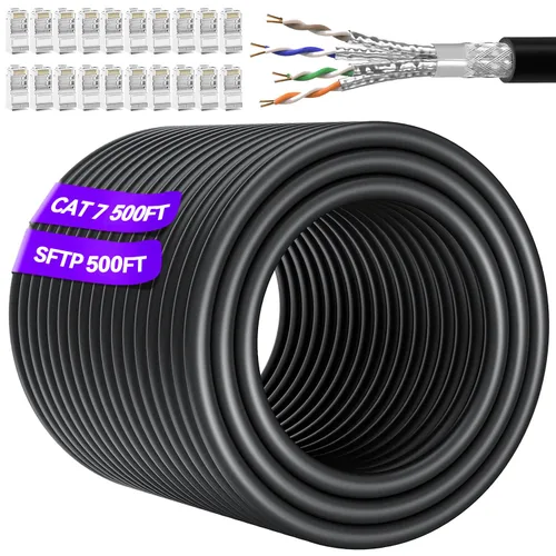 Vista 7 de Soibke Cable Ethernet Cat 7 de 10 pies, para exteriores e interiores, SFTP Cat 7, cable Ethernet triple blindado, red, Internet, cables LAN