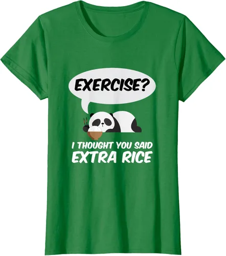 Vista 32 de ¿Ejercicio? I Thought You Said Extra Rice Panda Gift T-Shirt, Negro, S
