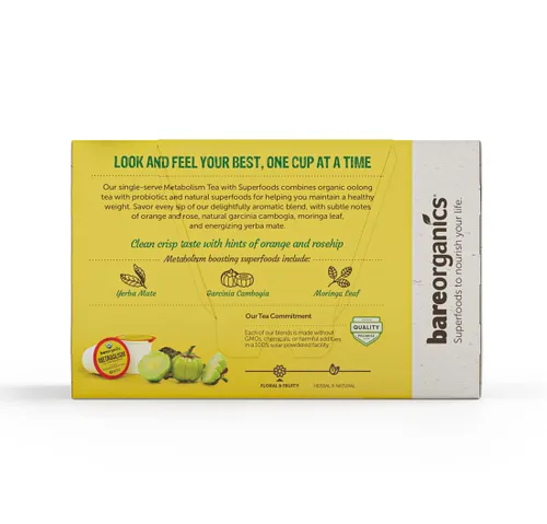 Vista 3 de BareOrganics TÉ METABOLISMO (Orgánico) con Superalimentos y Probióticos (Compatible con Keurig® K-Cup®) 60CT