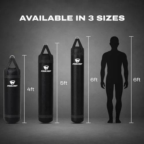 Vista 8 de 4 ft 80lb Heavy Boxing Punching Bag, Muay Thai, MMA, Strength Training Equipment, Hanging Negro